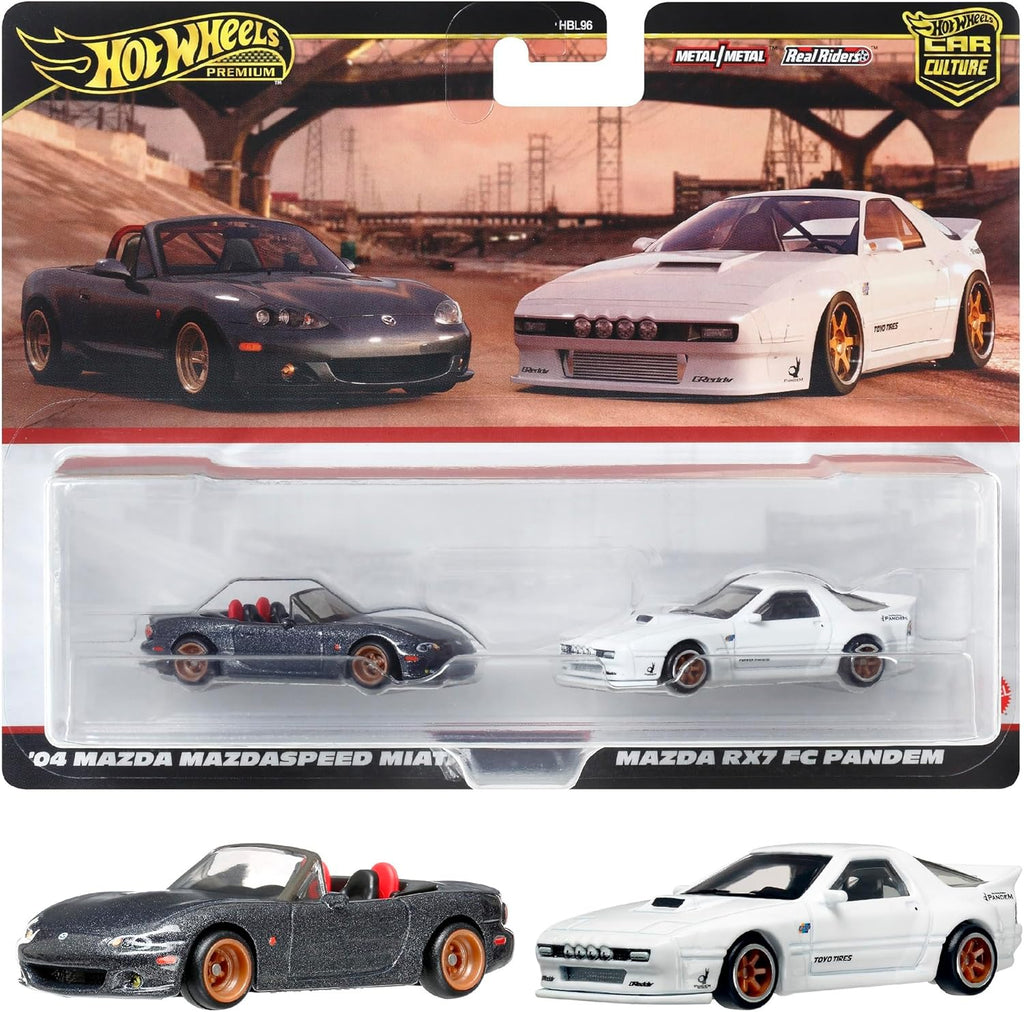 Hot Wheels Car Culture Mazda Duo Pack 1:64 – ’04 Mazdaspeed Miata & Mazda RX-7 FC Pandem