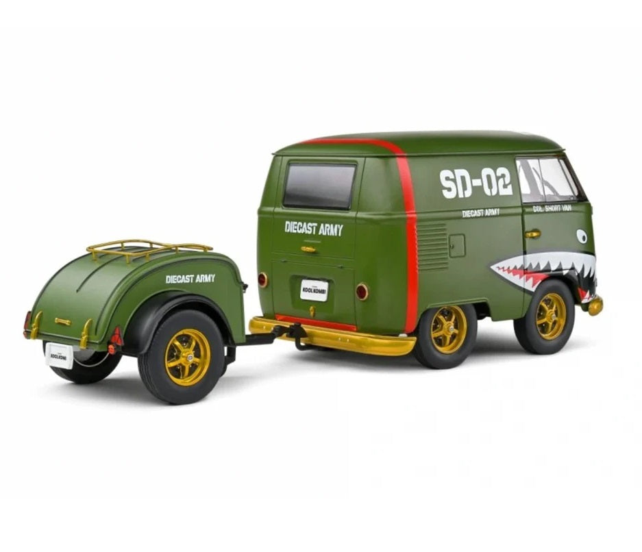Volkswagen Kool Kombi Verde con Remolque 1:18