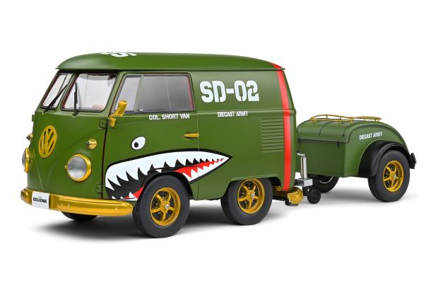 Volkswagen Kool Kombi Verde con Remolque 1:18